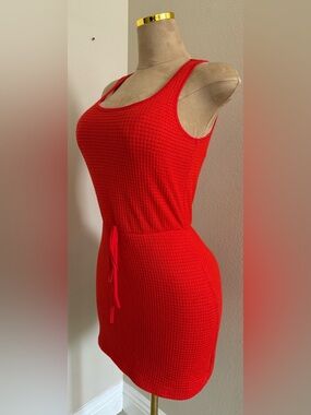 Red Sleeveless Knit Tank Dress - Stylish Everyday Dress